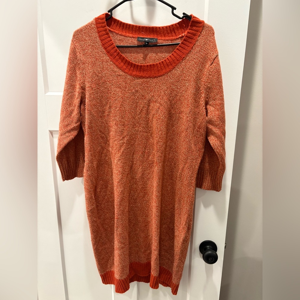Derek Heart Orange Crew Neck Sweater